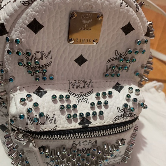 Backpack MCM studed rare trendy Swarovski Crystals Studed - Picture 6 of 8